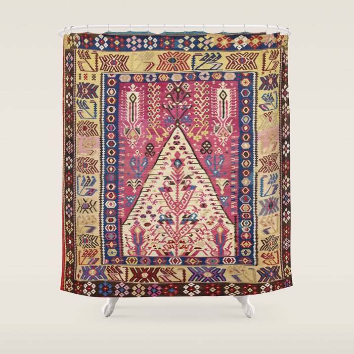 Cute Pink Antique Turkish Niche Kilim Print Shower Curtain Gallery Image 1