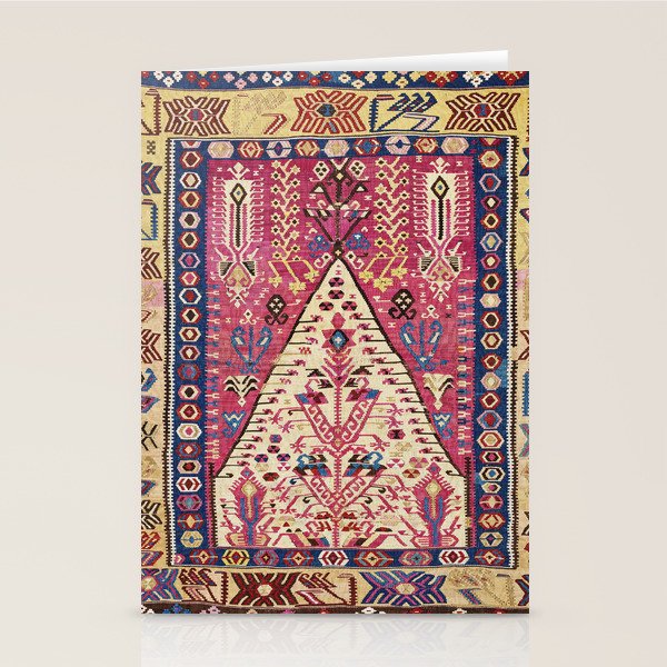 Cute Pink Antique Turkish Niche Kilim Print Stationery Card Gallery Image 2