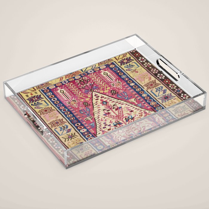 Cute Pink Antique Turkish Niche Kilim Print Acrylic Tray Gallery Image 1