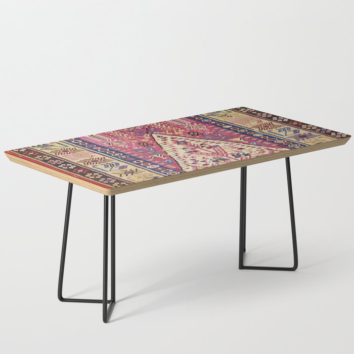 Cute Pink Antique Turkish Niche Kilim Print Coffee Table Gallery Image 1