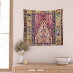 Cute Pink Antique Turkish Niche Kilim Print Wall Tapestry Gallery Image 2