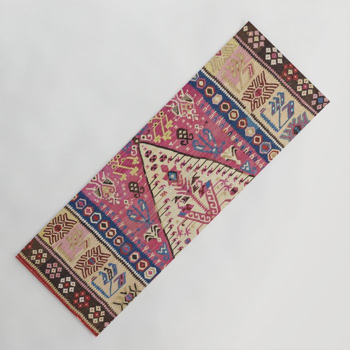 Cute Pink Antique Turkish Niche Kilim Print Yoga Mat Gallery Image 1