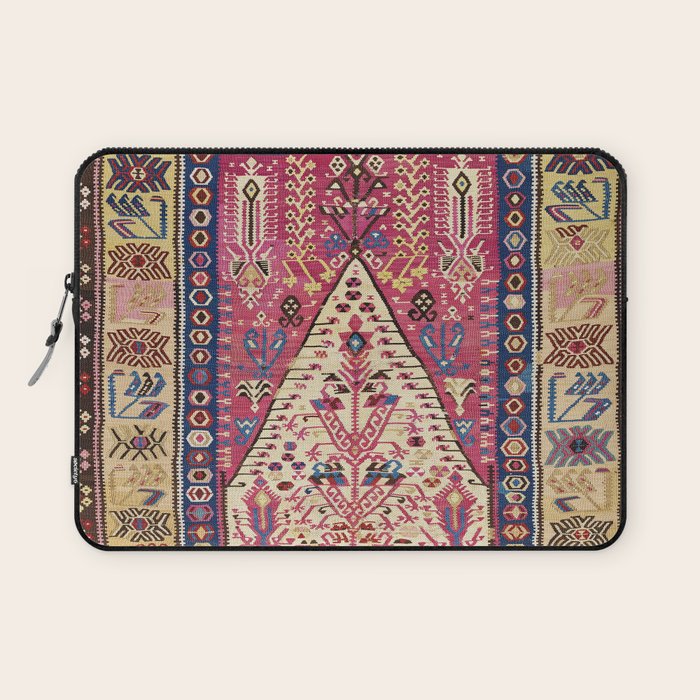 Cute Pink Antique Turkish Niche Kilim Print Laptop Sleeve Gallery Image 1