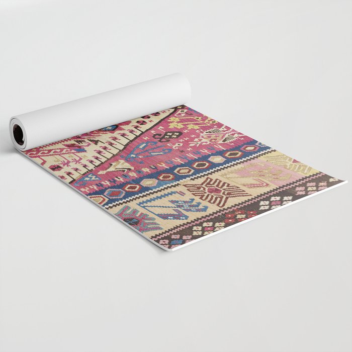 Cute Pink Antique Turkish Niche Kilim Print Yoga Mat Gallery Image 2