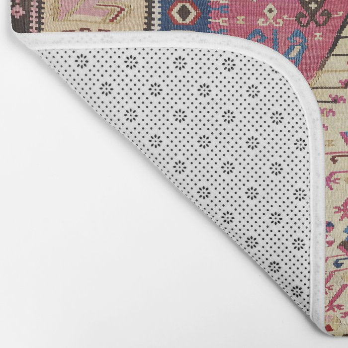 Cute Pink Antique Turkish Niche Kilim Print Bath Mat Gallery Image 2