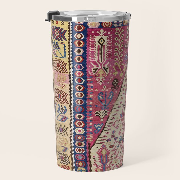 Cute Pink Antique Turkish Niche Kilim Print Travel Mug Gallery Image 3