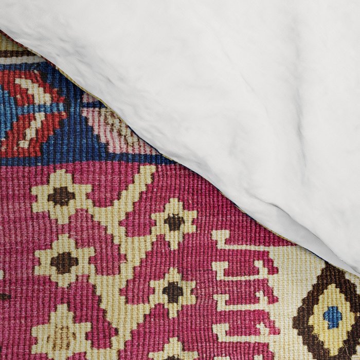 Cute Pink Antique Turkish Niche Kilim Print Comforter Gallery Image 4