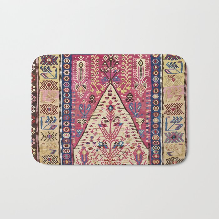 Cute Pink Antique Turkish Niche Kilim Print Bath Mat Gallery Image 1