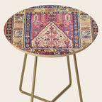 Cute Pink Antique Turkish Niche Kilim Print Side Table Gallery Image 2