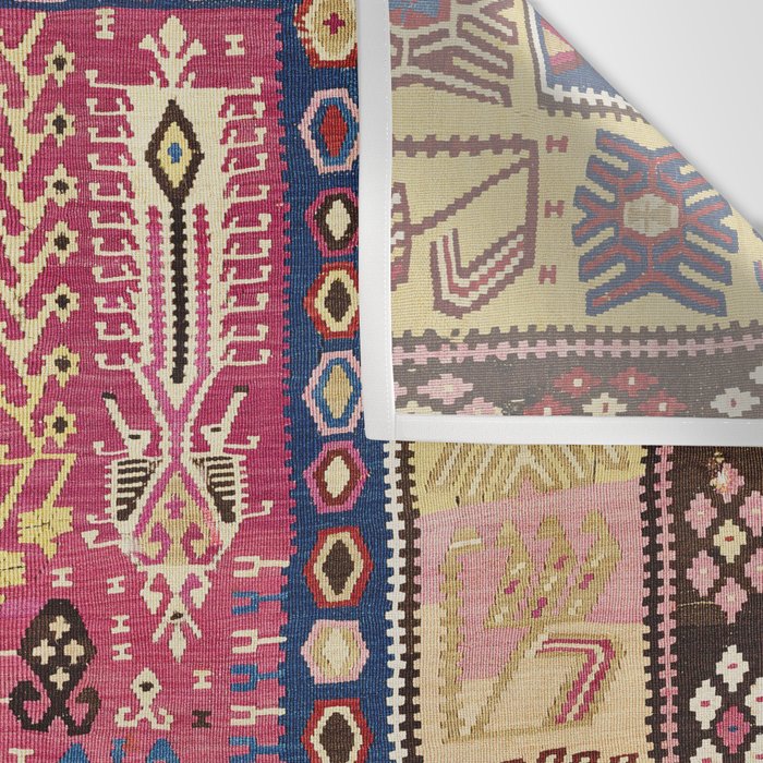 Cute Pink Antique Turkish Niche Kilim Print Wall Tapestry Gallery Image 3