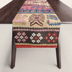 Cute Pink Antique Turkish Niche Kilim Print Table Runner Gallery Image 1
