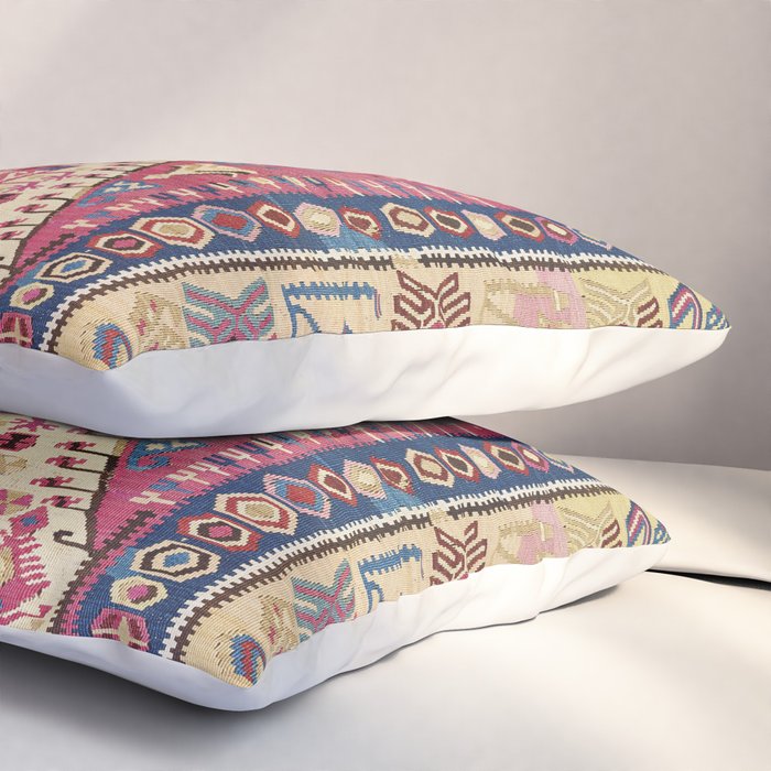 Cute Pink Antique Turkish Niche Kilim Print Pillow Sham Gallery Image 3