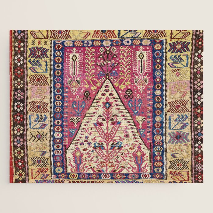 Cute Pink Antique Turkish Niche Kilim Print Jigsaw Puzzle Gallery Image 1