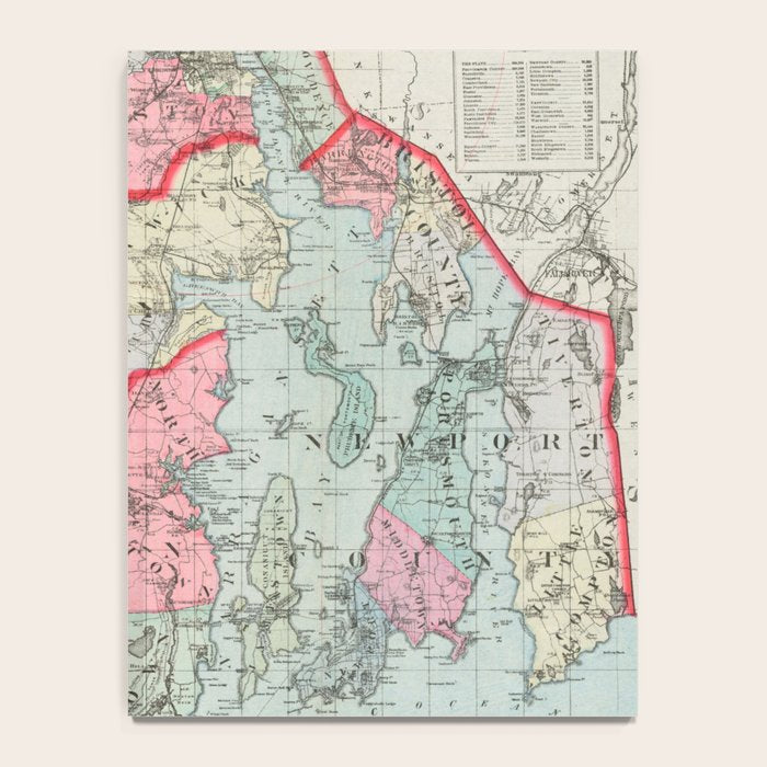Vintage Map of Rhode Island (1887) Notebook Gallery Image 4