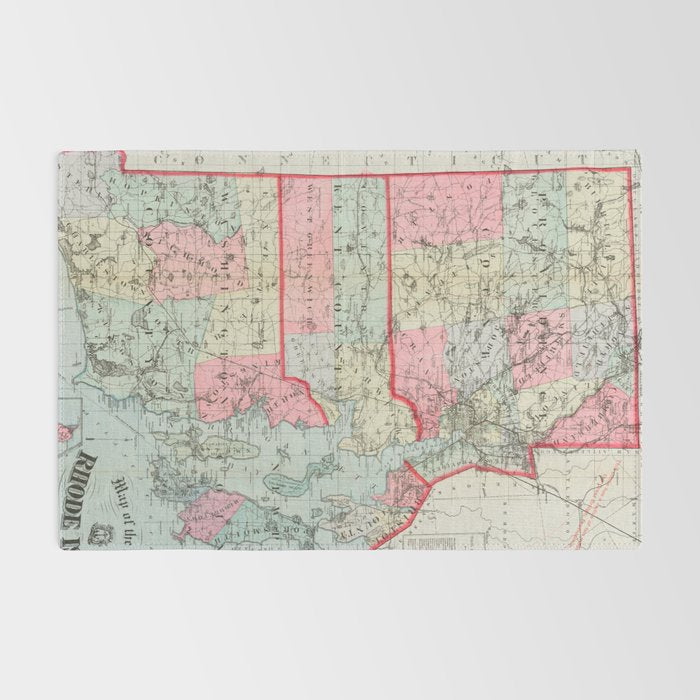 Vintage Map of Rhode Island (1887) Rug Gallery Image 2