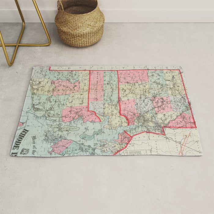 Vintage Map of Rhode Island (1887) Rug Gallery Image 1