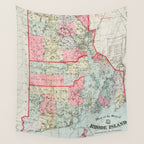 Vintage Map of Rhode Island (1887) Wall Tapestry Gallery Image 4