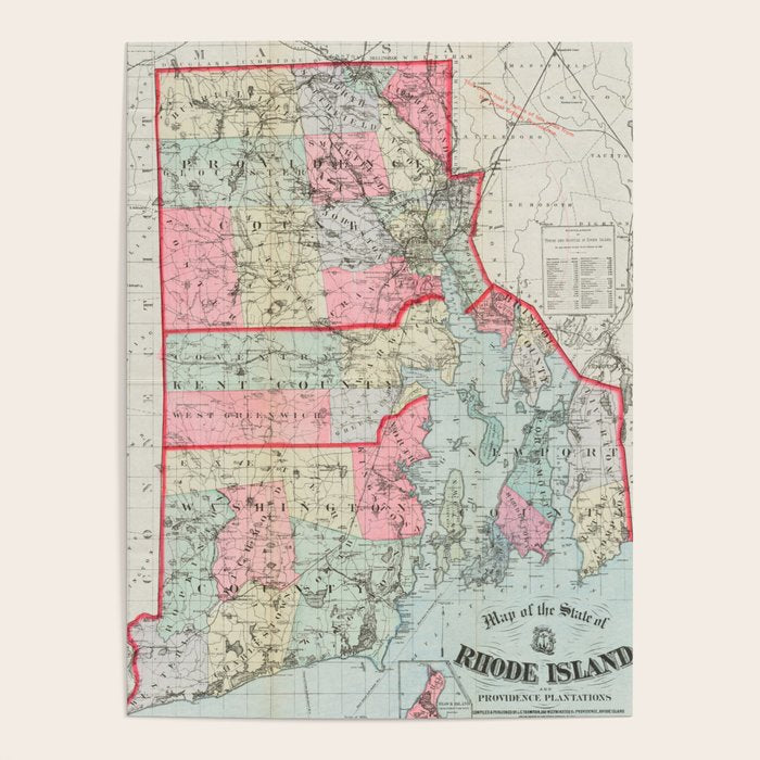 Vintage Map of Rhode Island (1887) Poster Gallery Image 4
