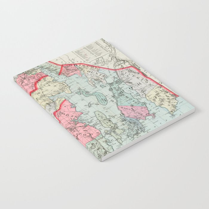 Vintage Map of Rhode Island (1887) Notebook Gallery Image 2
