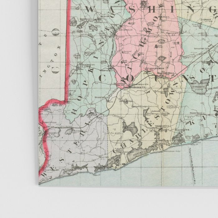 Vintage Map of Rhode Island (1887) Poster Gallery Image 3