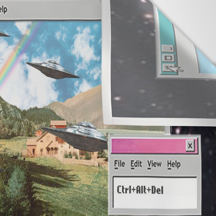 Ctrl+Alt+Del // Returning UFOs Wall Tapestry Gallery Image 3