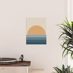 Minimal Retro Sunset Sunrise - Nautical Ocean Blue Poster Gallery Image 2
