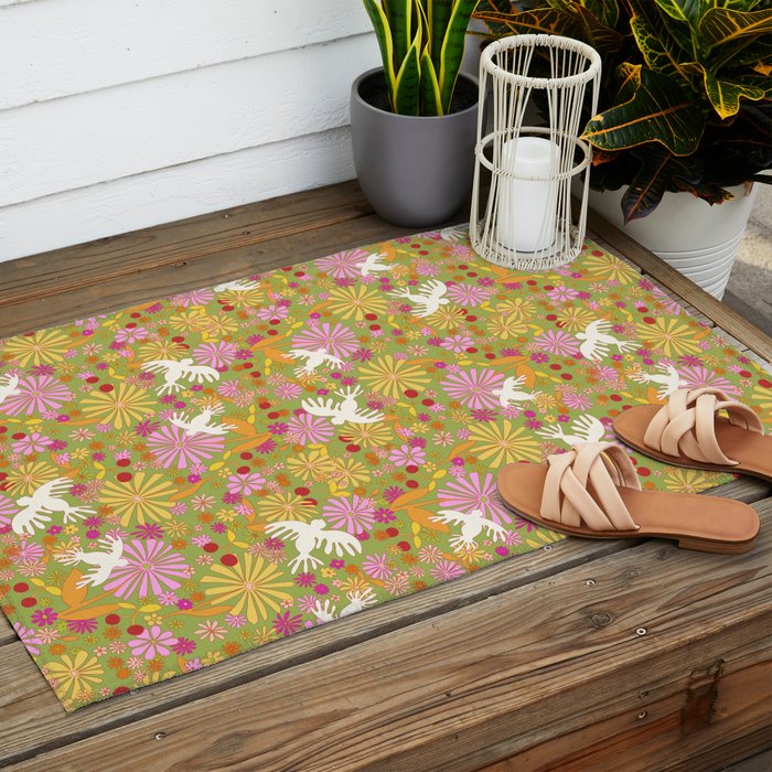Birds & Flowers Outdoor Rug Gallery Image 2
