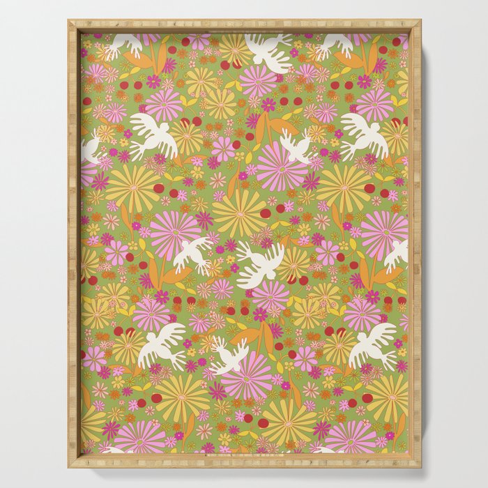 Birds & Flowers Serving Tray Gallery Image 1