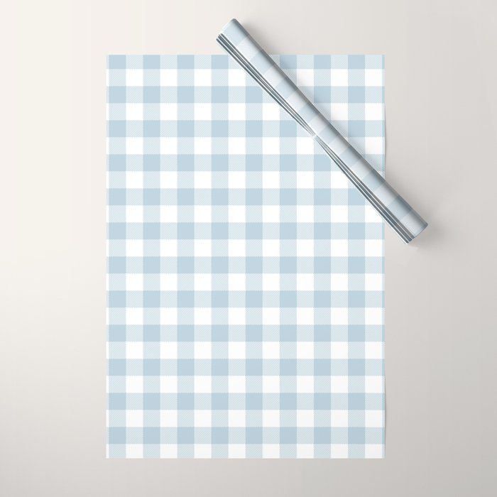Baby Blue Buffalo Check Wrapping Paper Gallery Image 1