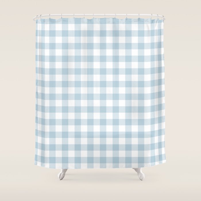 Baby Blue Buffalo Check Shower Curtain Gallery Image 1