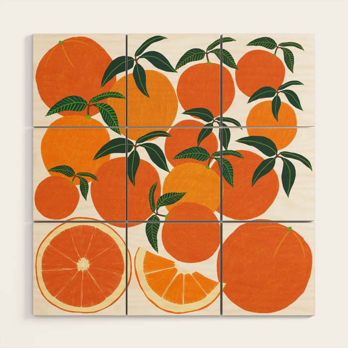 Orange Harvest - White Wood Wall Art