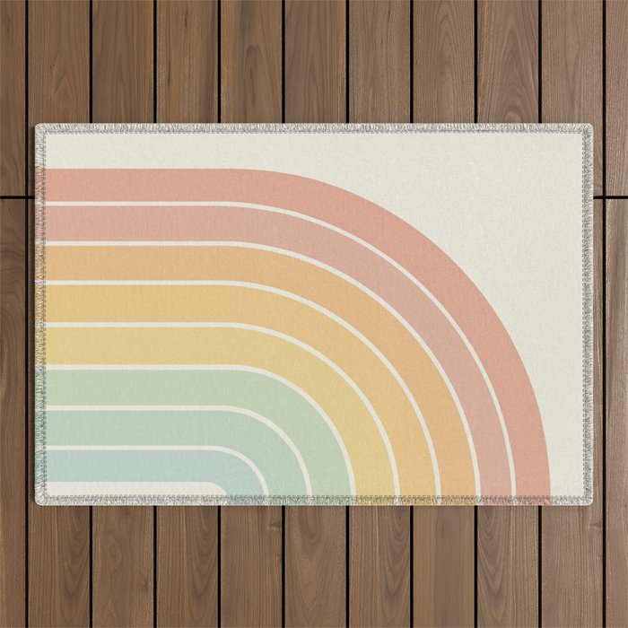 Gradient Arch XIV Pastel Mid Century Modern Rainbow Outdoor Rug Gallery Image 1