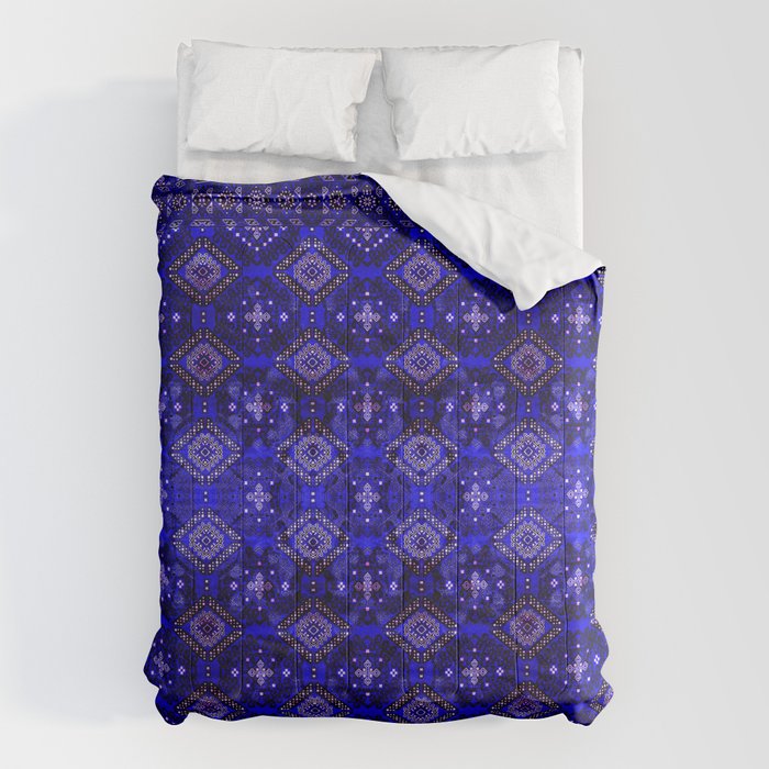 Oriental Opulence: Royal Blue Velvet Moroccan Majesty Comforter Gallery Image 6