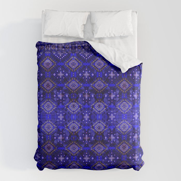 Oriental Opulence: Royal Blue Velvet Moroccan Majesty Duvet Cover Gallery Image 6