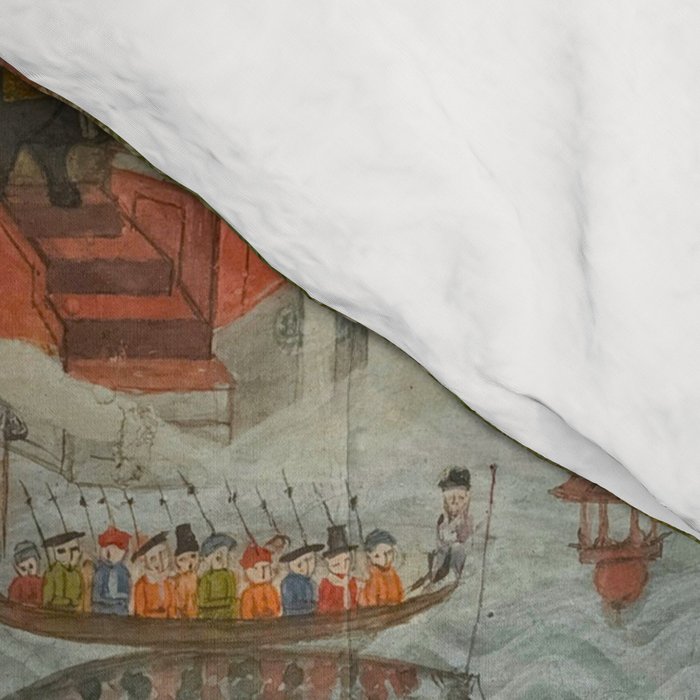 Women bathing before an architectural panorama c. 1765 Fayzullah (Indian, active c. 1730-1765) India, Lucknow, Mughal Indian Miniature Painting  Comforter Gallery Image 4