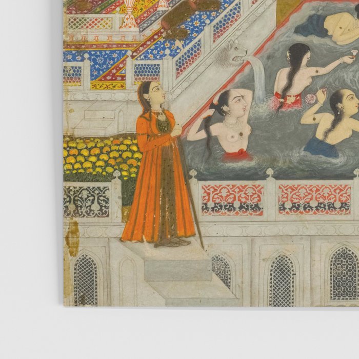 Women bathing before an architectural panorama c. 1765 Fayzullah (Indian, active c. 1730-1765) India, Lucknow, Mughal Indian Miniature Painting  Poster Gallery Image 3