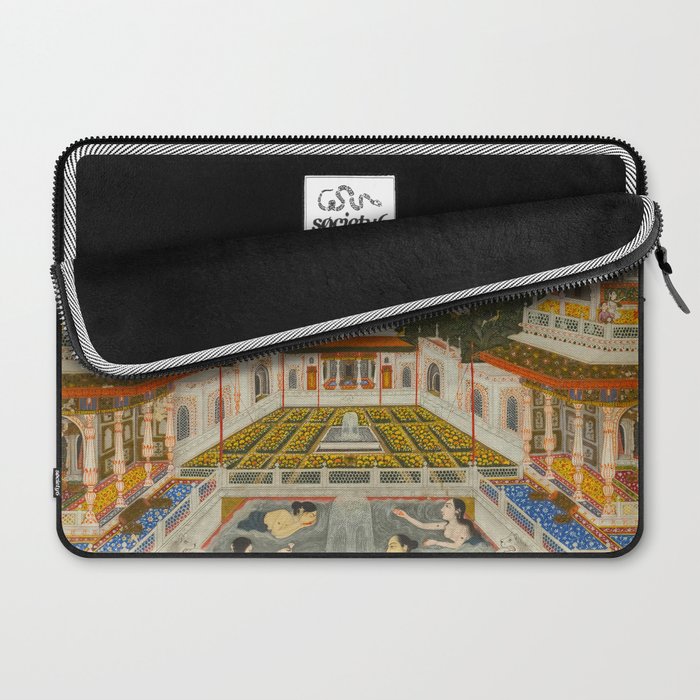 Women bathing before an architectural panorama c. 1765 Fayzullah (Indian, active c. 1730-1765) India, Lucknow, Mughal Indian Miniature Painting  Laptop Sleeve Gallery Image 2