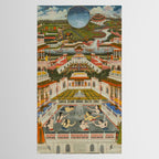 Women bathing before an architectural panorama c. 1765 Fayzullah (Indian, active c. 1730-1765) India, Lucknow, Mughal Indian Miniature Painting  Tablecloth Gallery Image 2
