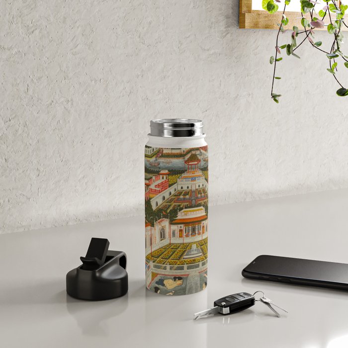 Women bathing before an architectural panorama c. 1765 Fayzullah (Indian, active c. 1730-1765) India, Lucknow, Mughal Indian Miniature Painting  Water Bottle Gallery Image 4