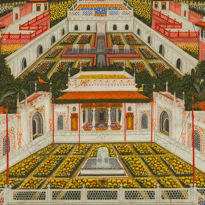 Women bathing before an architectural panorama c. 1765 Fayzullah (Indian, active c. 1730-1765) India, Lucknow, Mughal Indian Miniature Painting  Coffee Mug Gallery Image 2