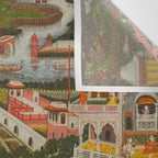 Women bathing before an architectural panorama c. 1765 Fayzullah (Indian, active c. 1730-1765) India, Lucknow, Mughal Indian Miniature Painting  Wall Tapestry Gallery Image 3