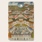 Women bathing before an architectural panorama c. 1765 Fayzullah (Indian, active c. 1730-1765) India, Lucknow, Mughal Indian Miniature Painting  Cutting Board Gallery Image 1