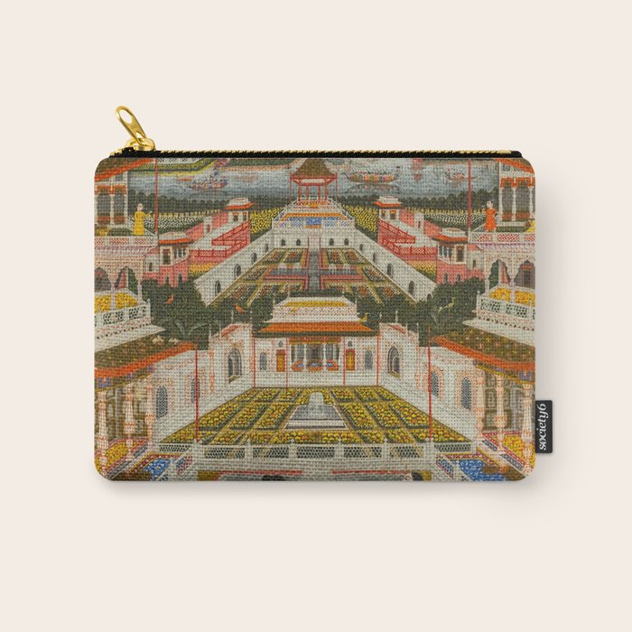Women bathing before an architectural panorama c. 1765 Fayzullah (Indian, active c. 1730-1765) India, Lucknow, Mughal Indian Miniature Painting  Carry All Pouch Gallery Image 1