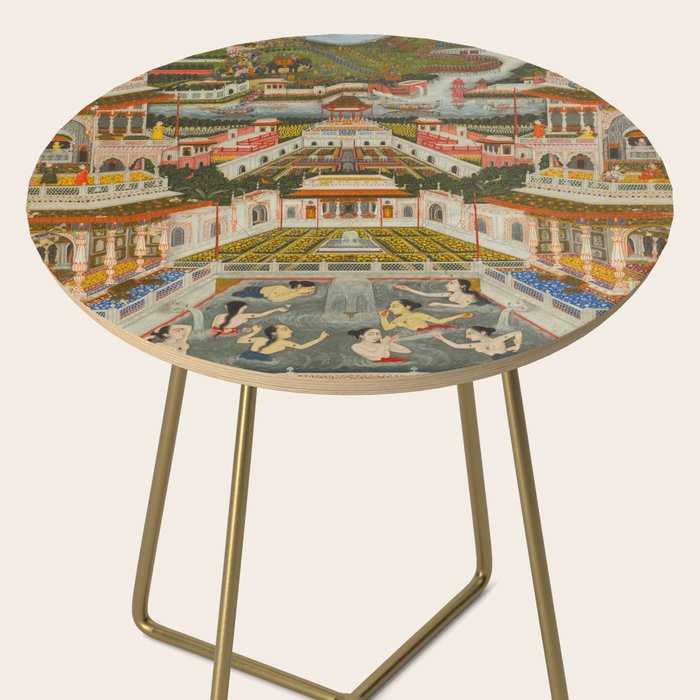 Women bathing before an architectural panorama c. 1765 Fayzullah (Indian, active c. 1730-1765) India, Lucknow, Mughal Indian Miniature Painting  Side Table Gallery Image 2