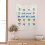Happy Hanukkah | Dreidels & Star Pattern Wall Tapestry Gallery Image 2