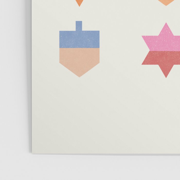 Happy Hanukkah | Dreidels & Star Pattern Poster Gallery Image 3