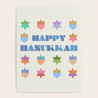 Happy Hanukkah | Dreidels & Star Pattern Poster Gallery Image 4