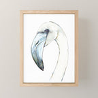 Flamingo Portrait in Blue and Ivory Mini Art Print Gallery Image 1