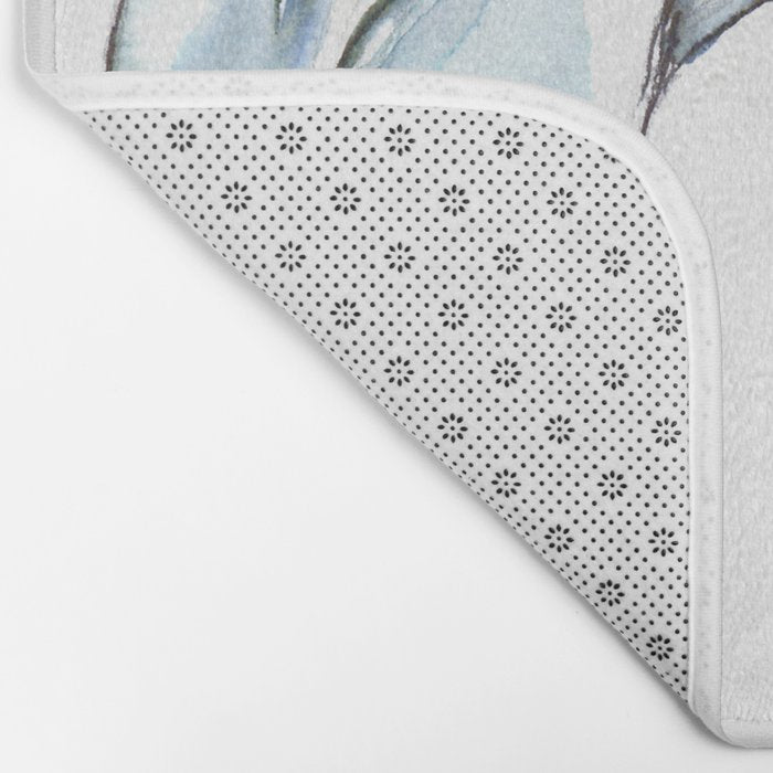 Flamingo Portrait in Blue and Ivory Bath Mat Gallery Image 2