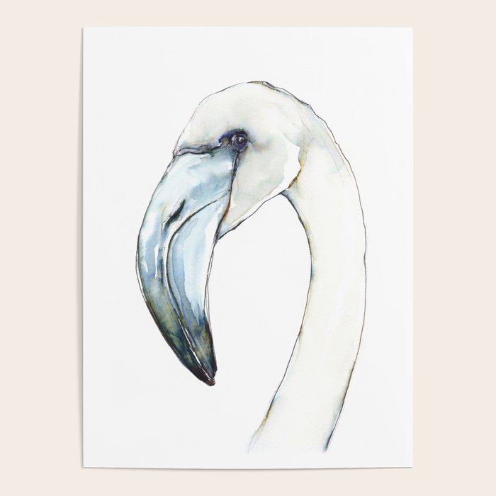 Flamingo Portrait in Blue and Ivory Poster Gallery Image 4